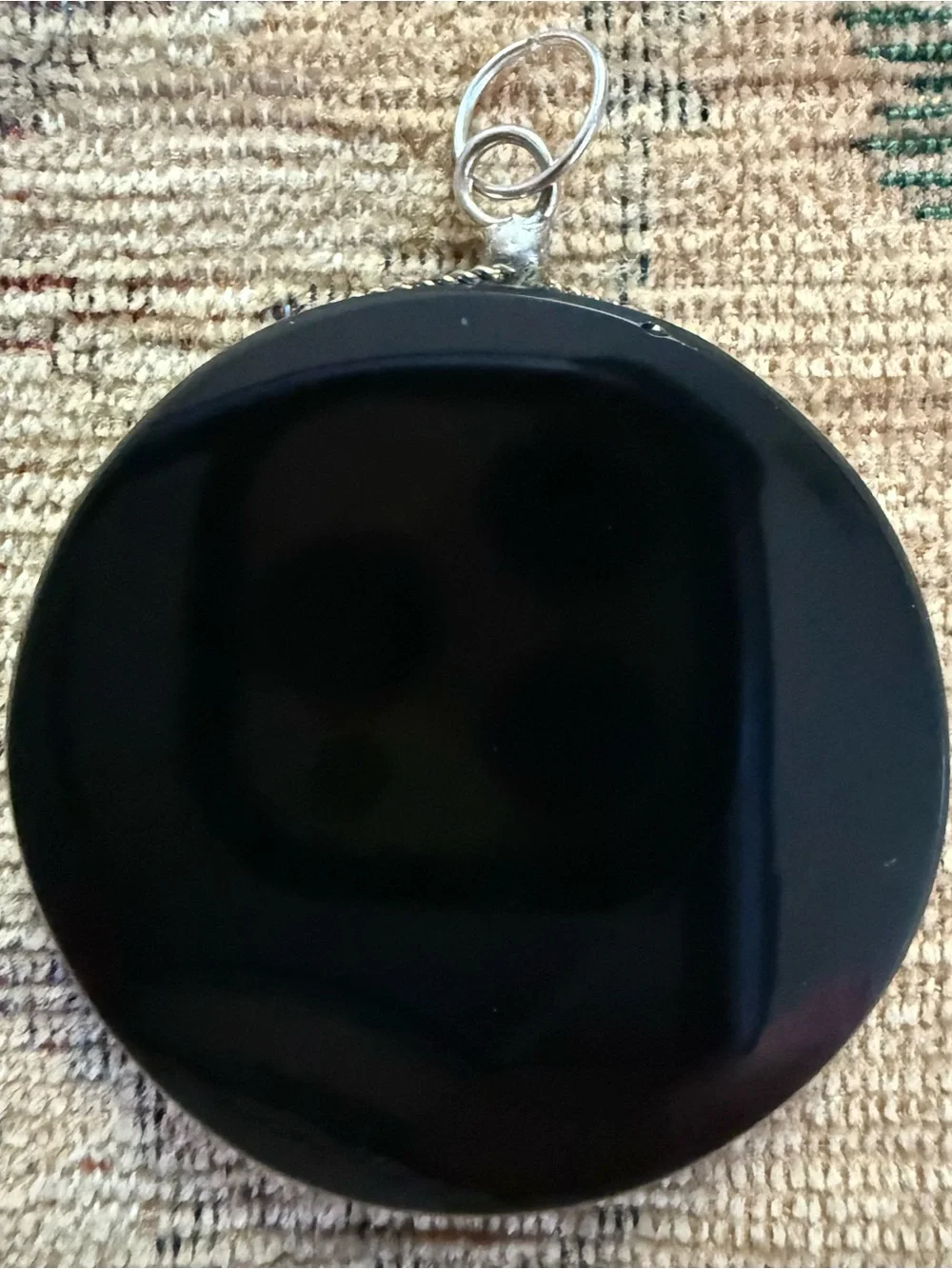 Antique Black obsidian pendant/divination/scrying from witches estate sale.
